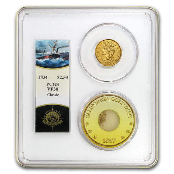 1834 $2.50 Lib Gold SS Central America VF-30 PCGS (Ship of Gold) 1834 $2.50 Lib Gold SS Central America VF-30 PCGS (Ship of Gold)